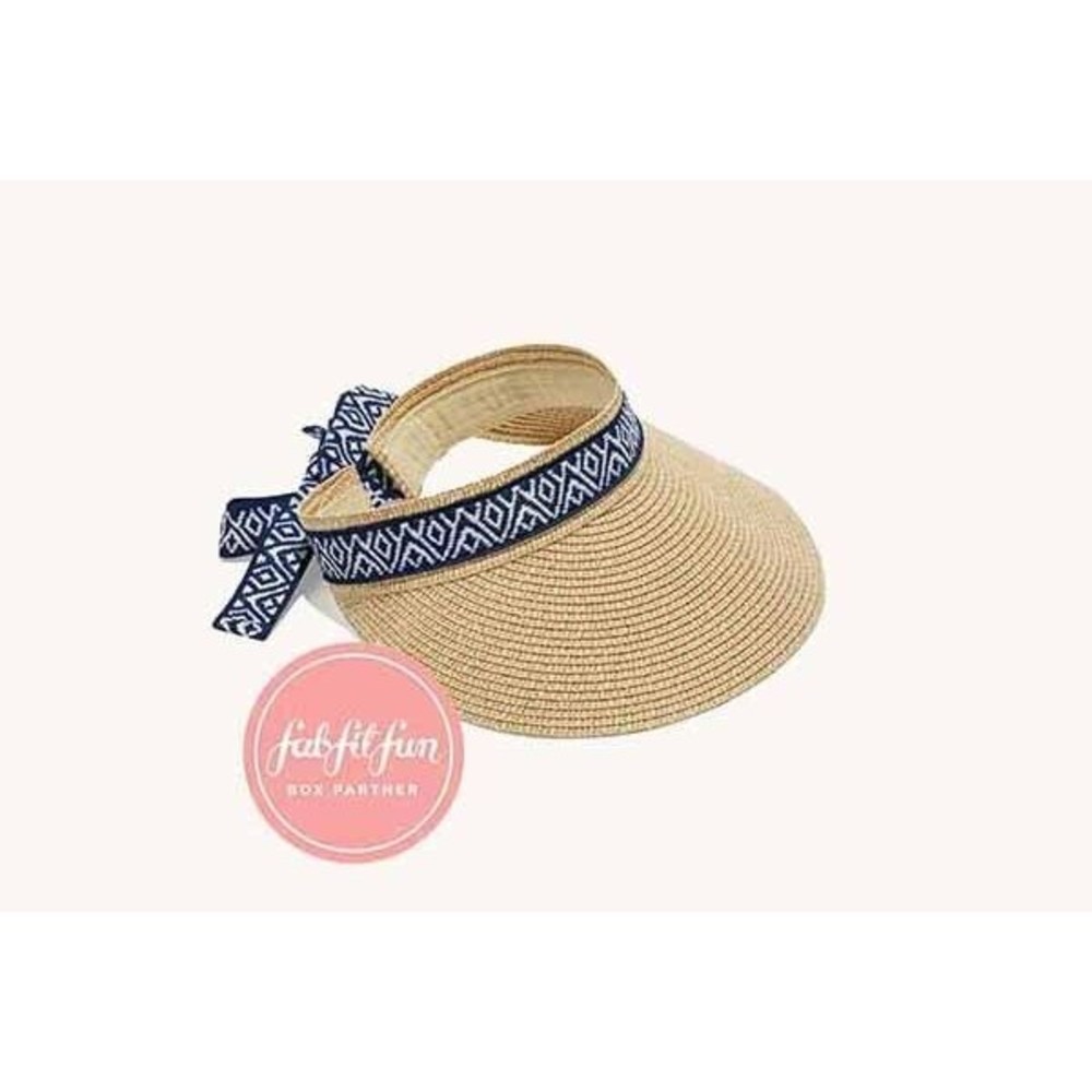 NIP Sea & Grass straw visor with ribbon NWT